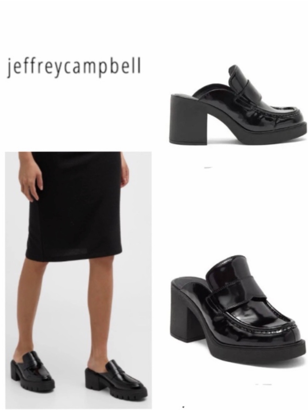 Jeffrey Campbell Kerri Black Patent Platform Mules